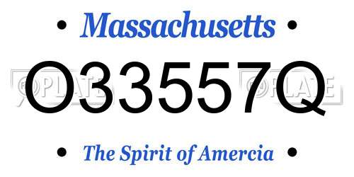 O33557Q Massachusetts License Plate