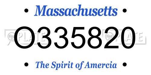 O335820 Massachusetts License Plate