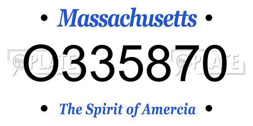O335870 Massachusetts License Plate