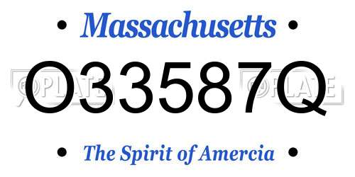 O33587Q Massachusetts License Plate