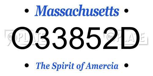O33852D Massachusetts License Plate