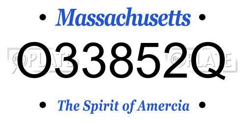 O33852Q Massachusetts License Plate