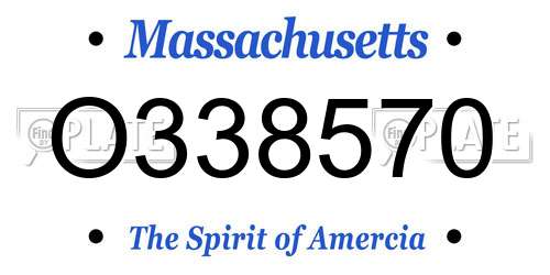 O338570 Massachusetts License Plate