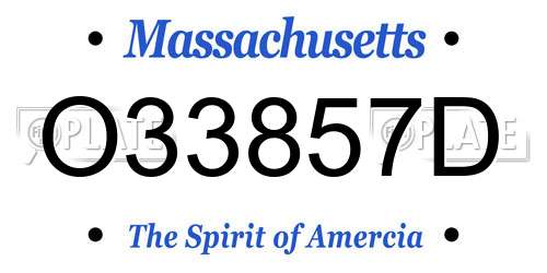 O33857D Massachusetts License Plate