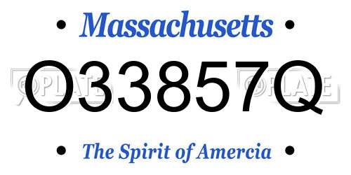 O33857Q Massachusetts License Plate