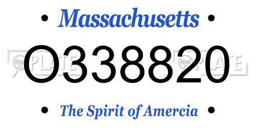 O338820 Massachusetts License Plate