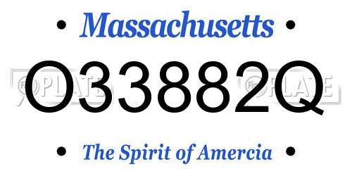 O33882Q Massachusetts License Plate