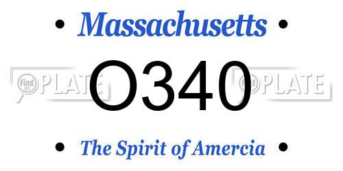 O340 Massachusetts License Plate