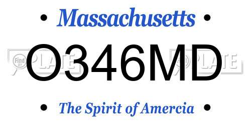 O346MD Massachusetts License Plate