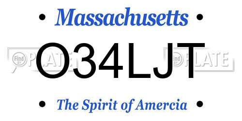 O34LJT Massachusetts License Plate