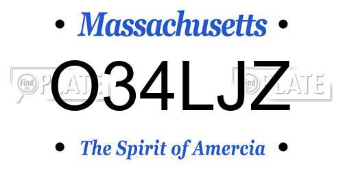 O34LJZ Massachusetts License Plate