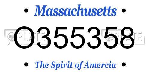 O355358 Massachusetts License Plate