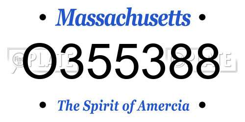 O355388 Massachusetts License Plate