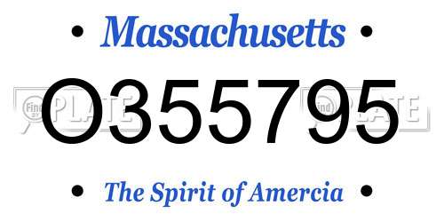 O355795 Massachusetts License Plate
