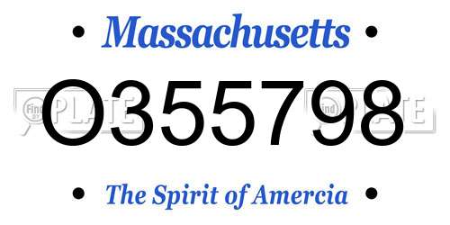 O355798 Massachusetts License Plate