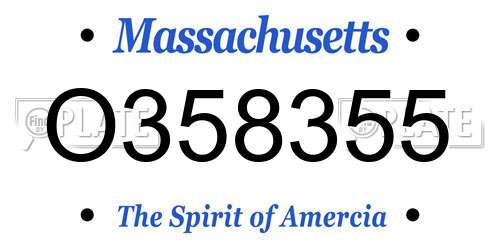 O358355 Massachusetts License Plate