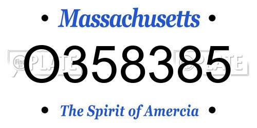 O358385 Massachusetts License Plate