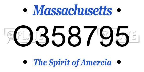 O358795 Massachusetts License Plate