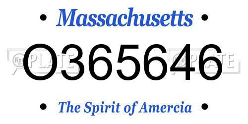 O365646 Massachusetts License Plate