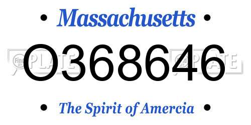 O368646 Massachusetts License Plate
