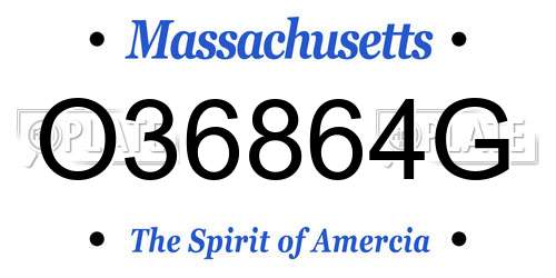 O36864G Massachusetts License Plate