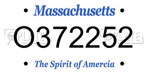 O372252 Massachusetts License Plate
