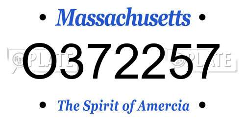 O372257 Massachusetts License Plate