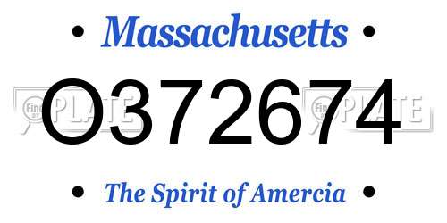 O372674 Massachusetts License Plate