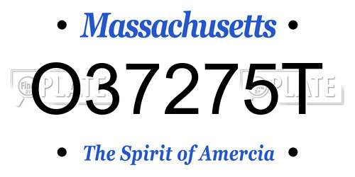 O37275T Massachusetts License Plate