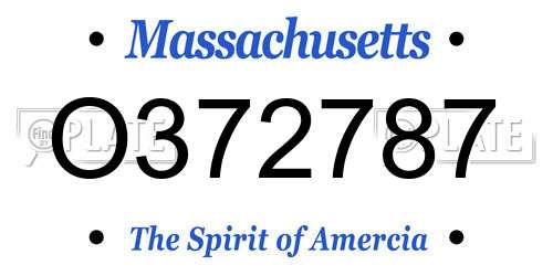 O372787 Massachusetts License Plate