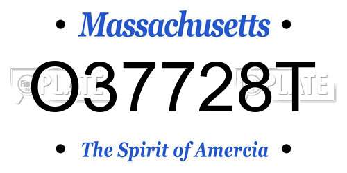 O37728T Massachusetts License Plate