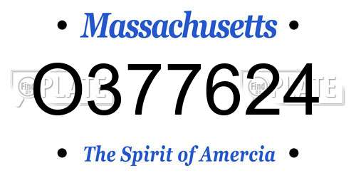 O377624 Massachusetts License Plate
