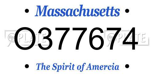 O377674 Massachusetts License Plate