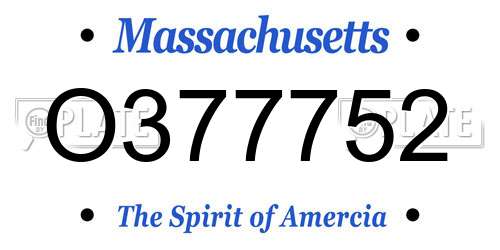 O377752 Massachusetts License Plate