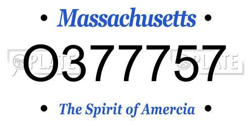 O377757 Massachusetts License Plate