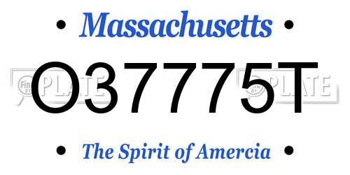 O37775T Massachusetts License Plate