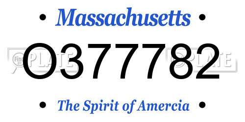 O377782 Massachusetts License Plate
