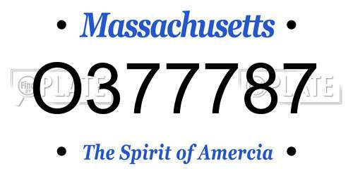 O377787 Massachusetts License Plate