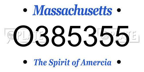 O385355 Massachusetts License Plate