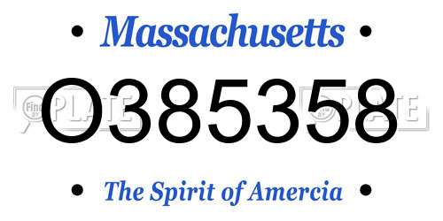 O385358 Massachusetts License Plate