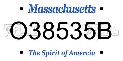 O38535B Massachusetts License Plate