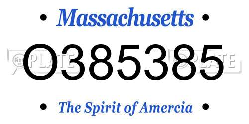 O385385 Massachusetts License Plate