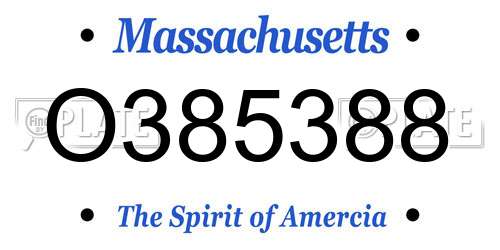 O385388 Massachusetts License Plate