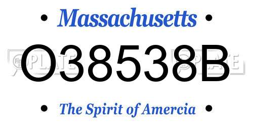 O38538B Massachusetts License Plate