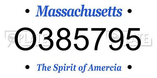 O385795 Massachusetts License Plate