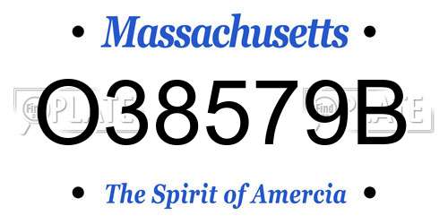 O38579B Massachusetts License Plate