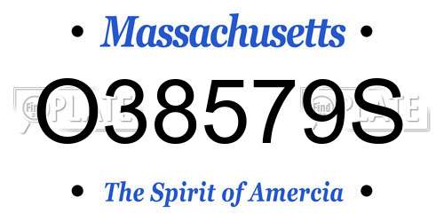 O38579S Massachusetts License Plate