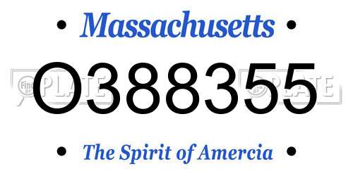 O388355 Massachusetts License Plate