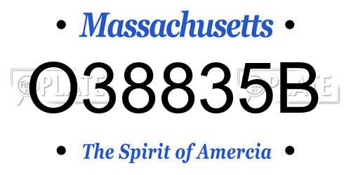 O38835B Massachusetts License Plate