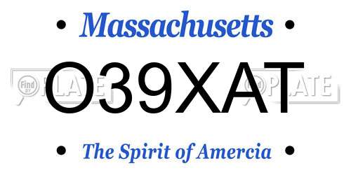 O39XAT Massachusetts License Plate